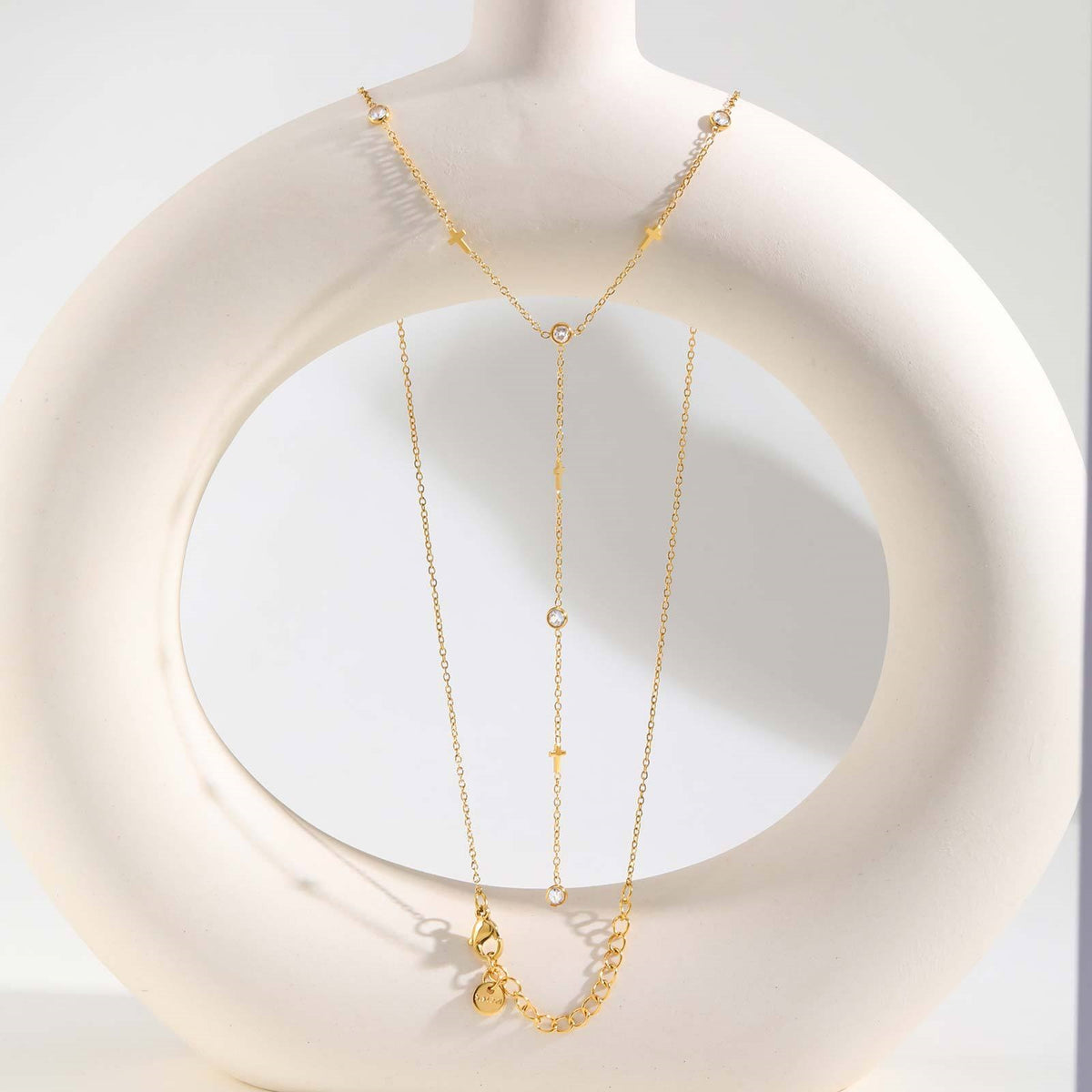 Style Lady Stainless Steel Tetragonal Star Cross Butterfly Heart Zircon Necklace