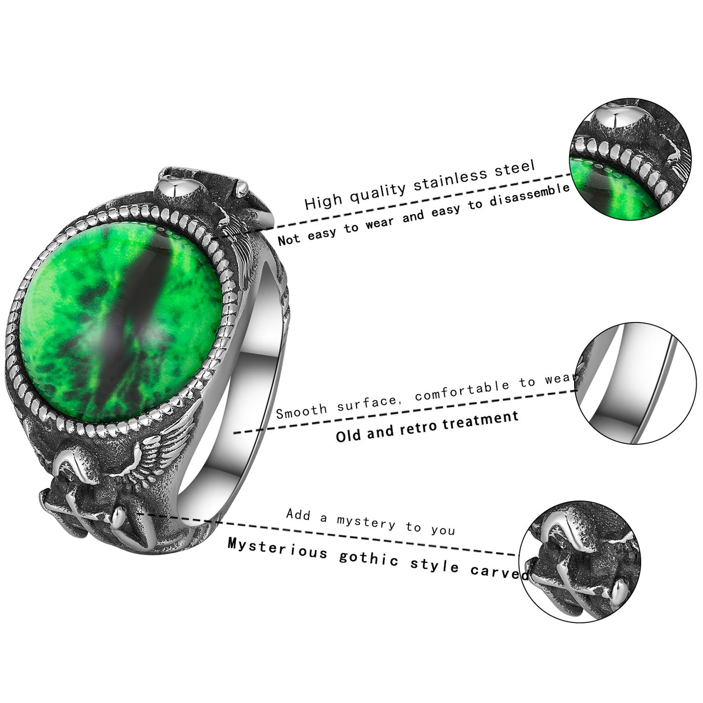 Steel Ring – Vintage Ghost Claw Evil Eye Three-Color Mens Streetwear Ring Inspired By European And American Retro Trends