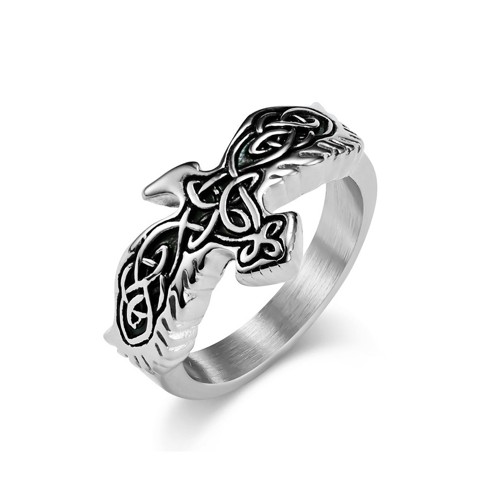 Planderful Celtic Eternal Knot Nordic Eagle Ring Durable Stainless Steel For Men Everyday Genie