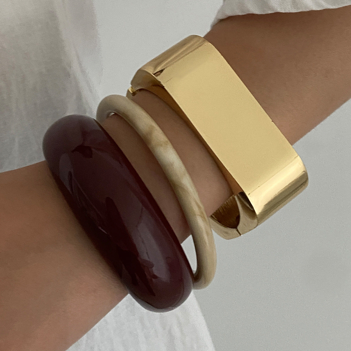 Planderful Vienna Verve Geometric Metal Opening Bracelet For Women Bold Statement Jewelry