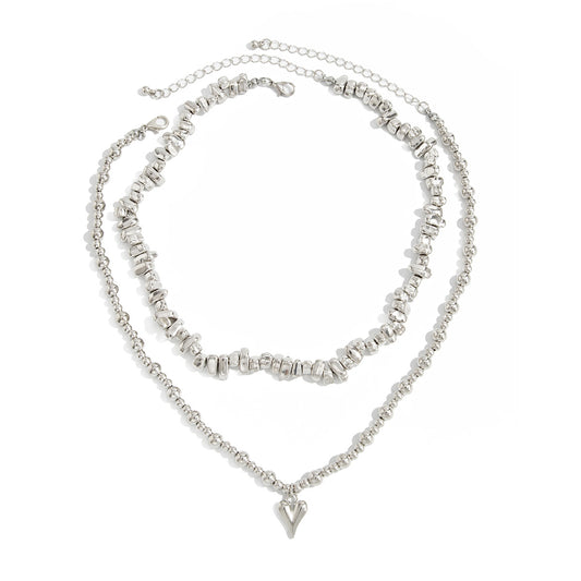 Irregular Heart Geometric Bead Necklace