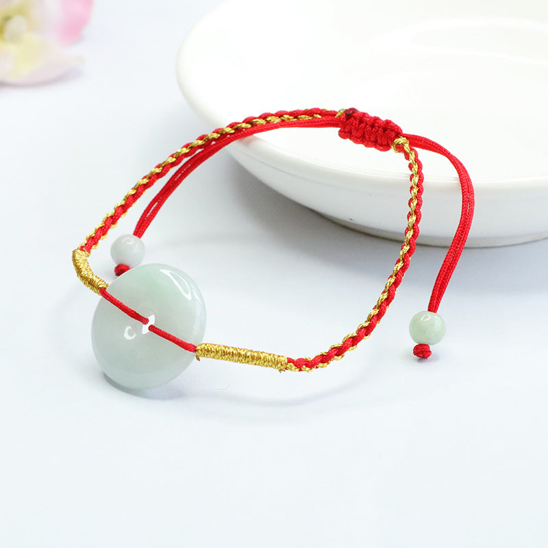 Jadeite Peace Buckle & Red Cord Bracelet