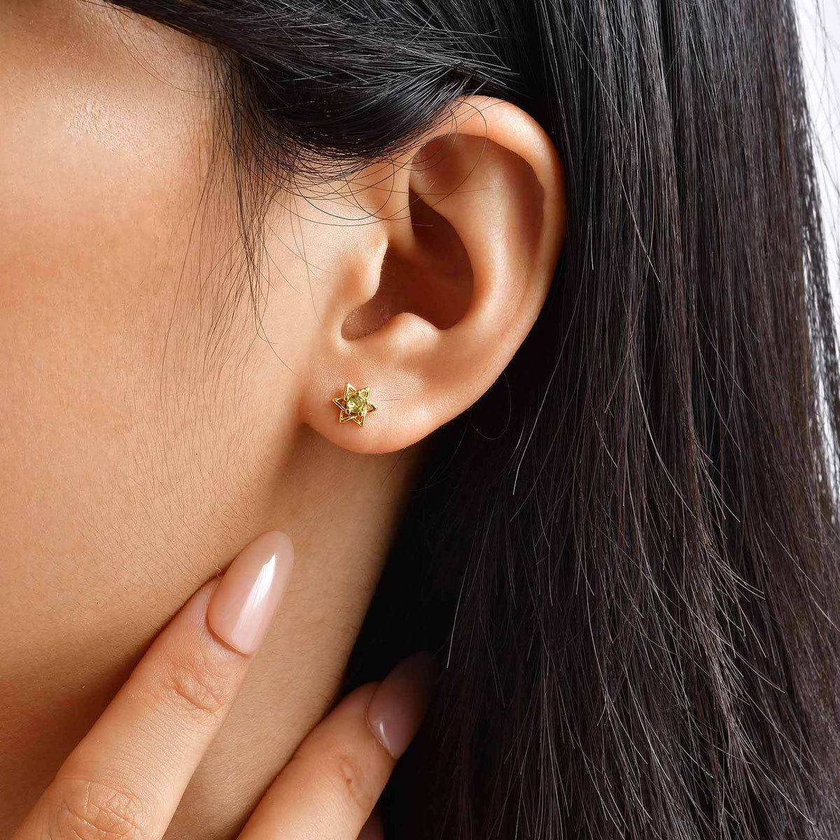 Crystal Star Stud Earrings — Gold Pair