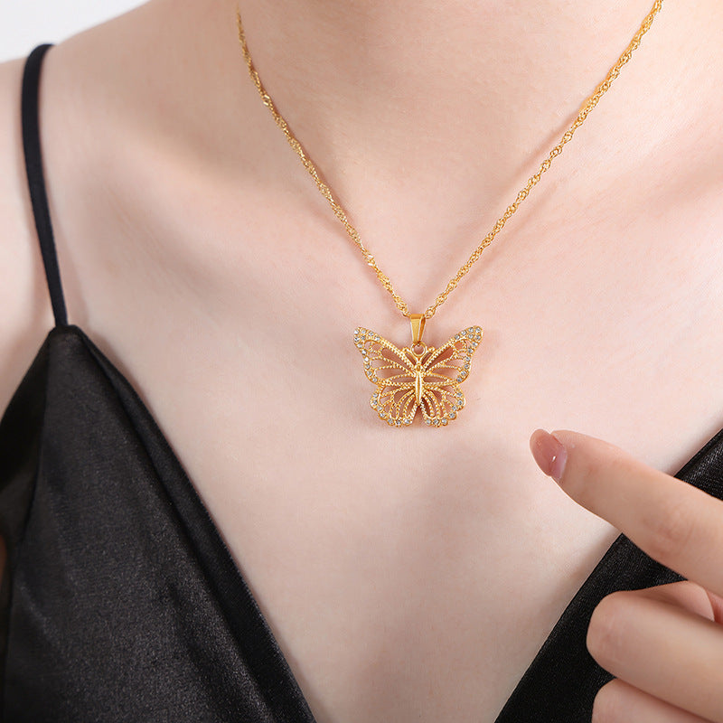 Golden Geometric Titanium Steel Jewelry Set for Women