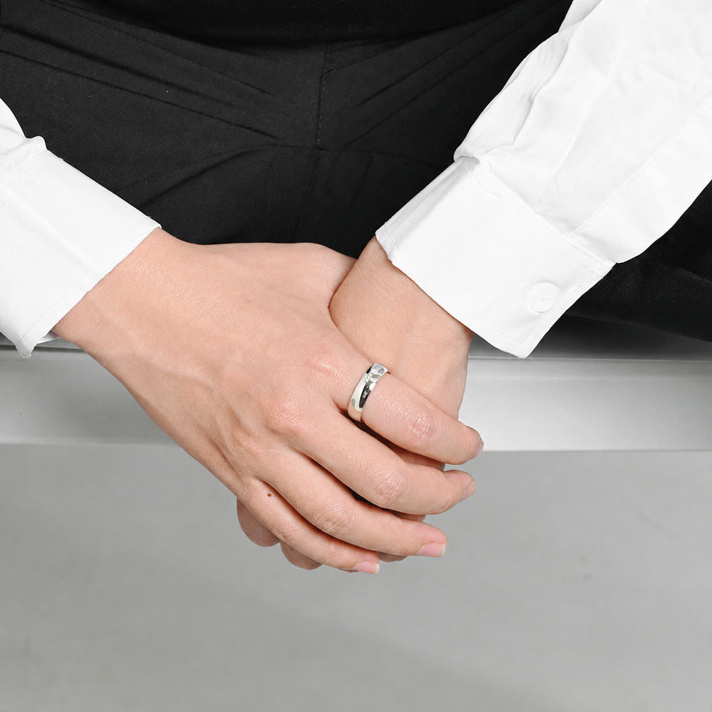 Stainless Steel Gold-Plated Zircon Cross Ring Unisex Couple Wedding