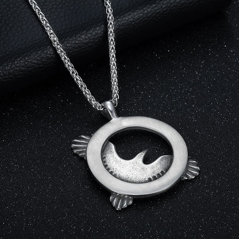 Planderful Odin Crow Pendant Necklace For Men Stainless Steel Durability Viking Raven Jewelry