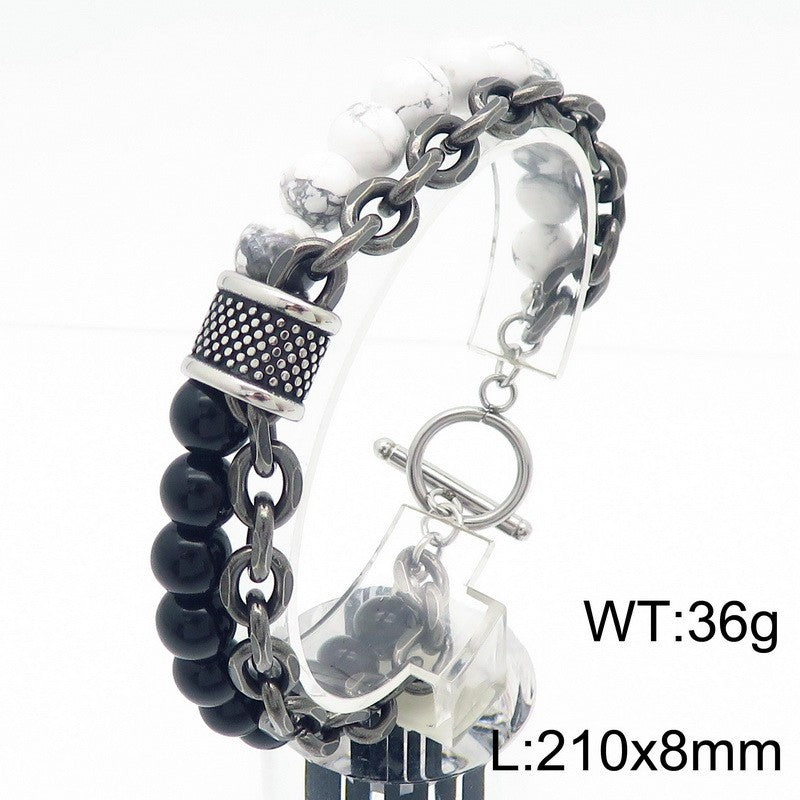 Planderful Titanium Tiger Eye Bracelet for Men Double Layer