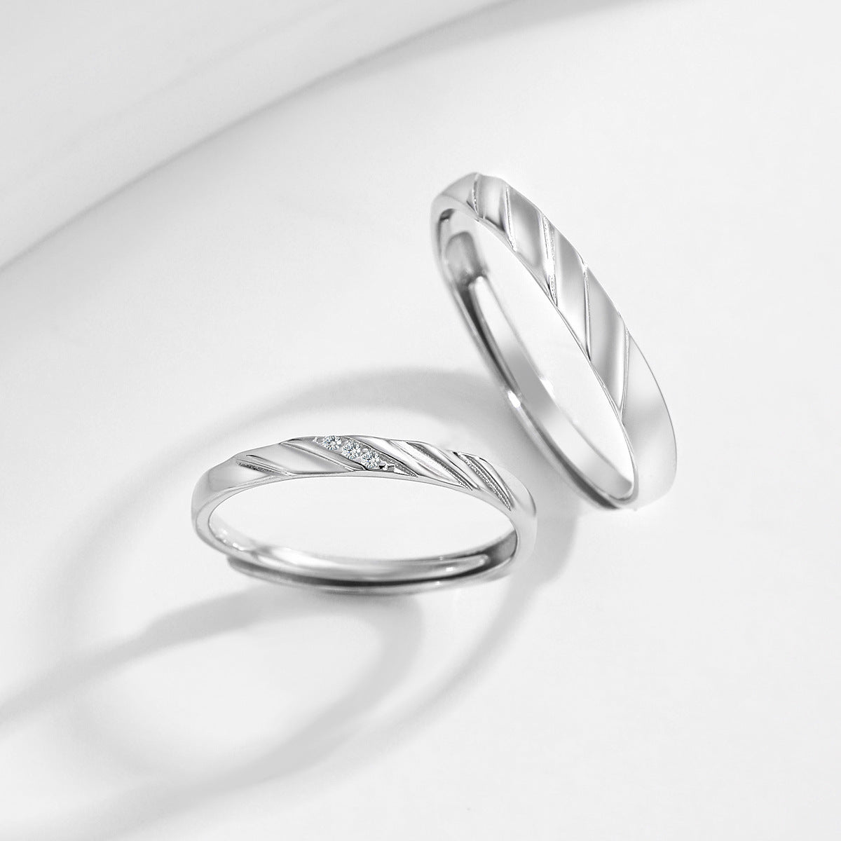 Planderful Love Cycle Couple Ring S925 Sterling Silver Korean Version of Internet Celebrity Niche Plain Ring Valentine’s Day Gift for Girlfriend