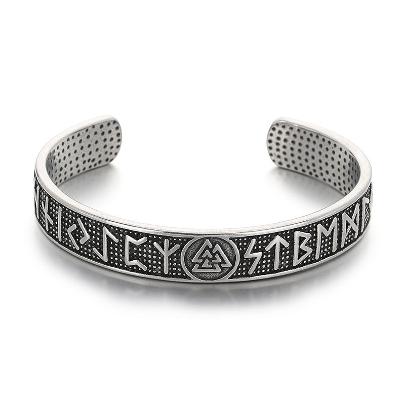Viking Celtic Knot & Odin Rune Open Bracelet