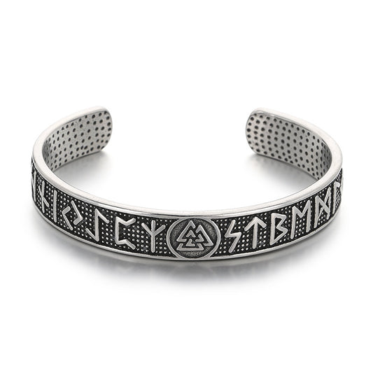 Viking Celtic Knot & Odin Rune Open Bracelet