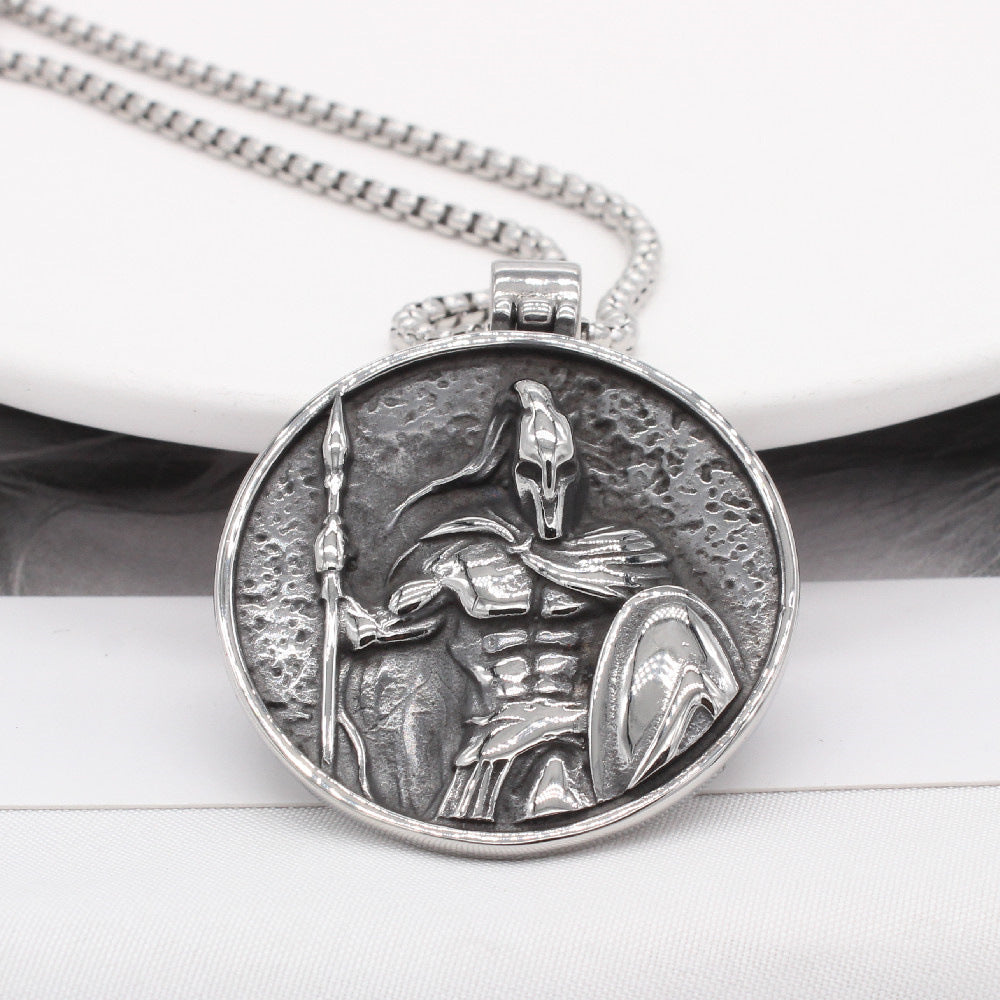 Planderful Titanium Steel Knight Pendant For Men And Women Unisex Protection Statement Jewelry