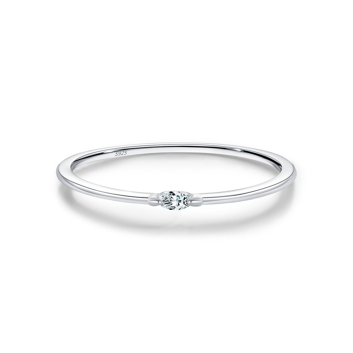 S925 Sterling Silver Minimalist Moissanite Stacking Band
