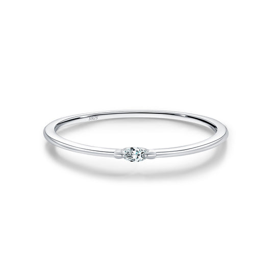 S925 Sterling Silver Minimalist Moissanite Stacking Band