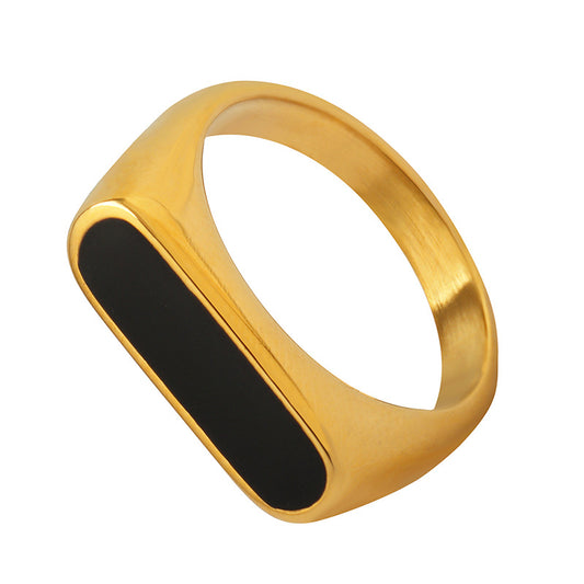 Elegant Gold-Plated Titanium Ring with Exaggerated Geometric Design
