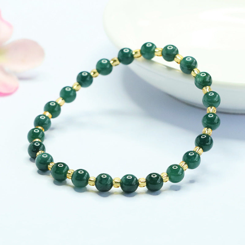 Blue Water Jadeite Starry Bead Beaded Bracelet