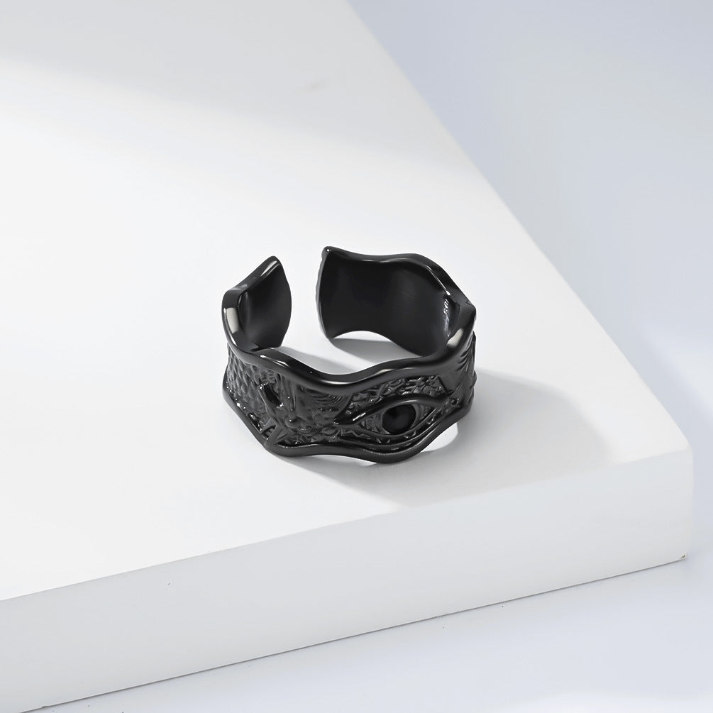 Eye of Horus Anubis Vintage Stainless Steel Ring