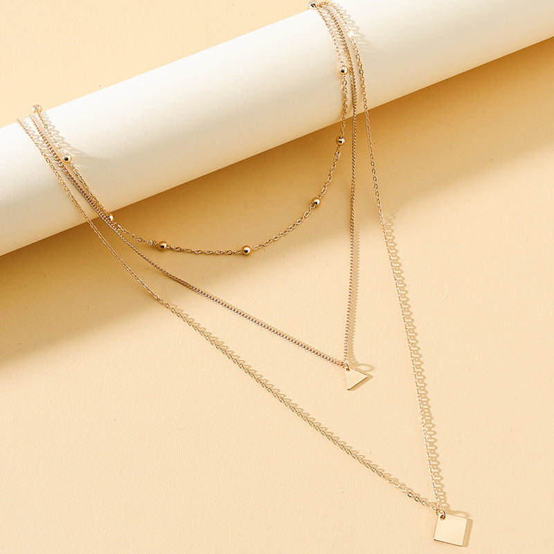 Stylish Layered Necklaces with Small Square Pendant - Planderful Vienna Verve Collection