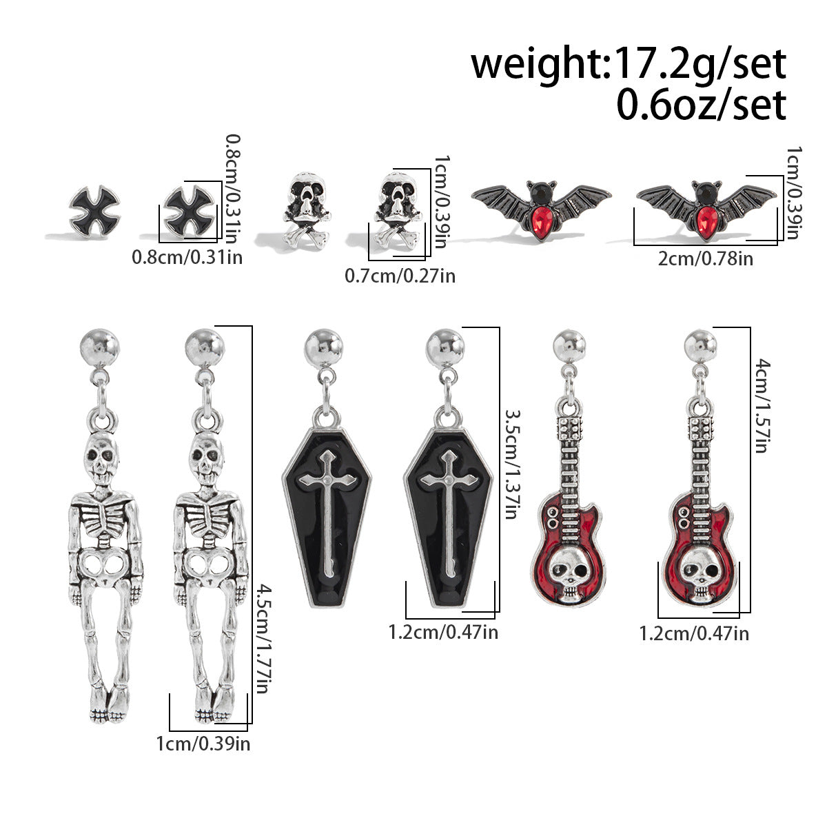Planderful Gothic Halloween Earrings Set Spider Web Bat Blood Cross With Roses For Women Vienna Verve