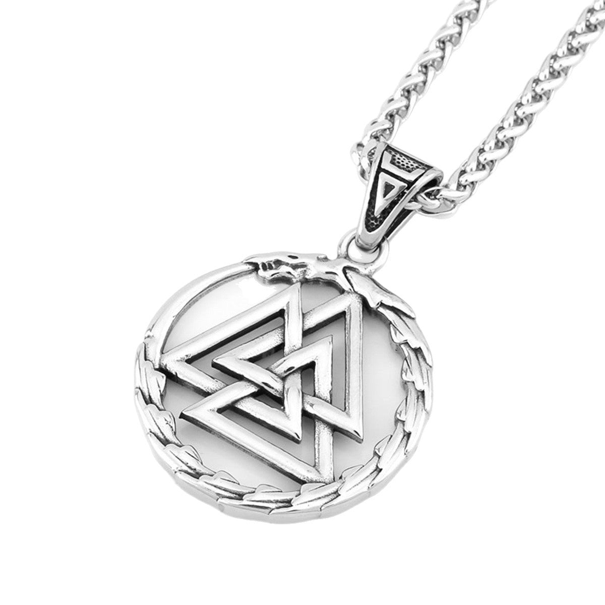 1. Planderful Titanium Steel Pendant Necklace Viking Triceratops Dragon Pattern for Men