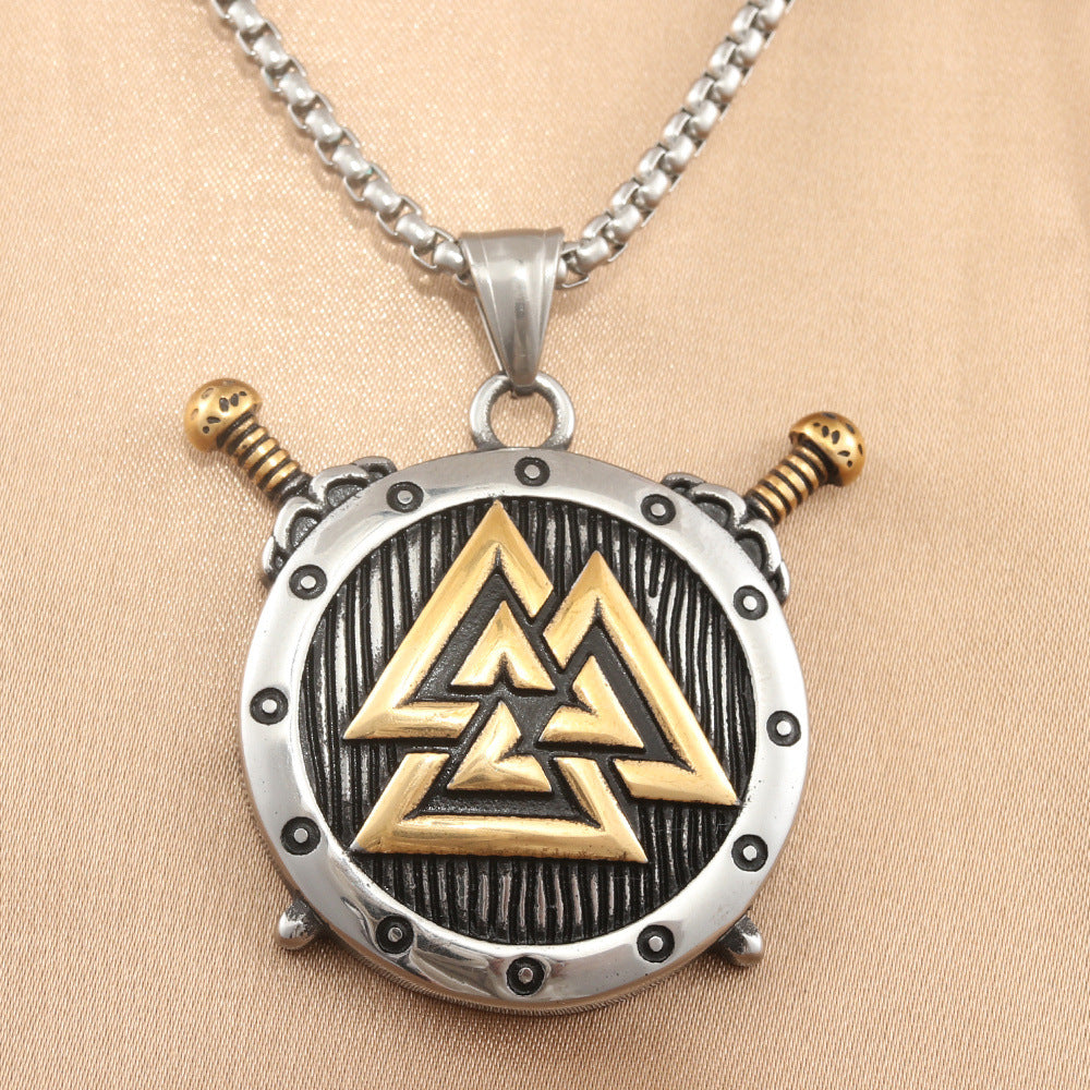 European And American Stainless Steel Viking Triangle Pendant