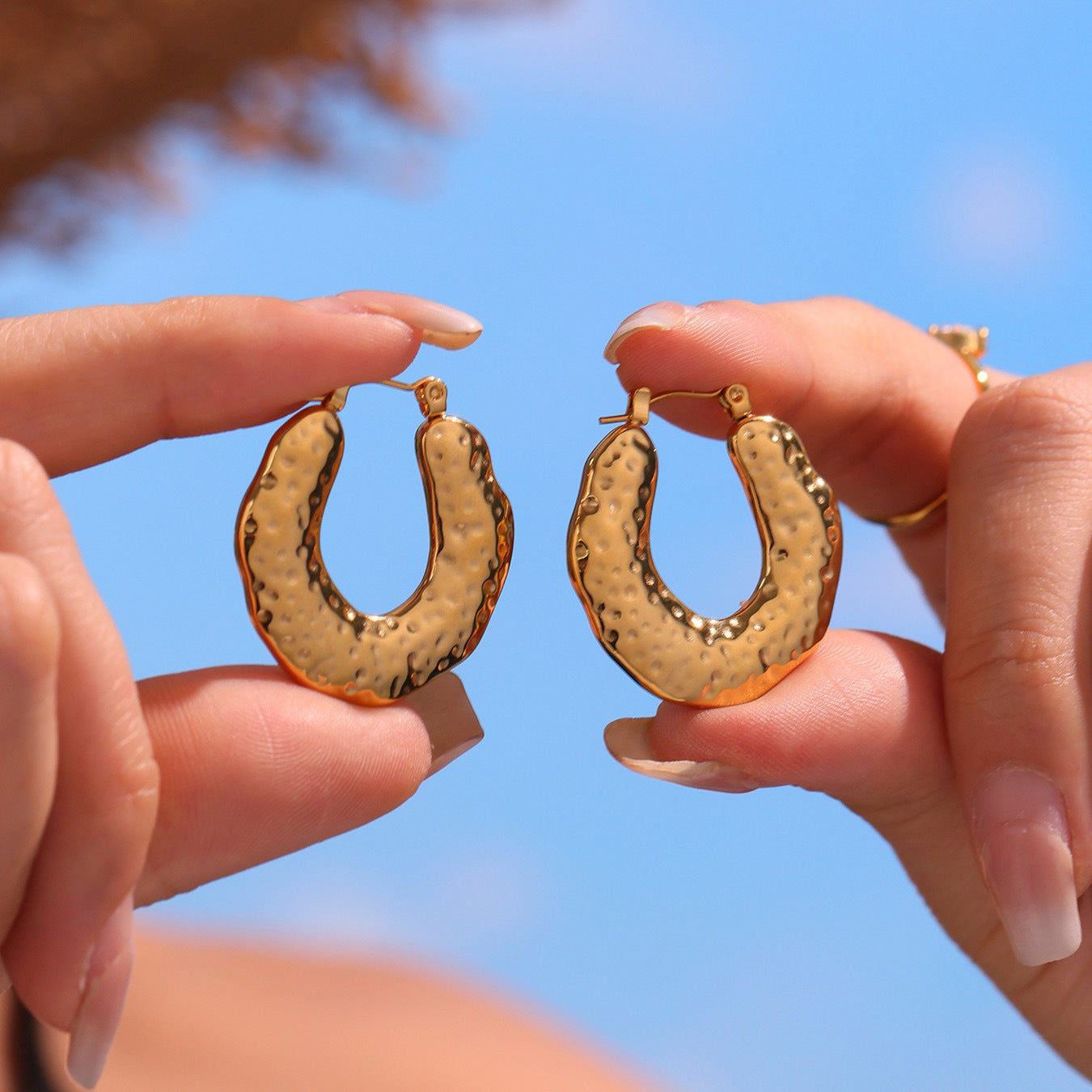 Planderful Genie Geometric Ring Earrings Women Gold Plated