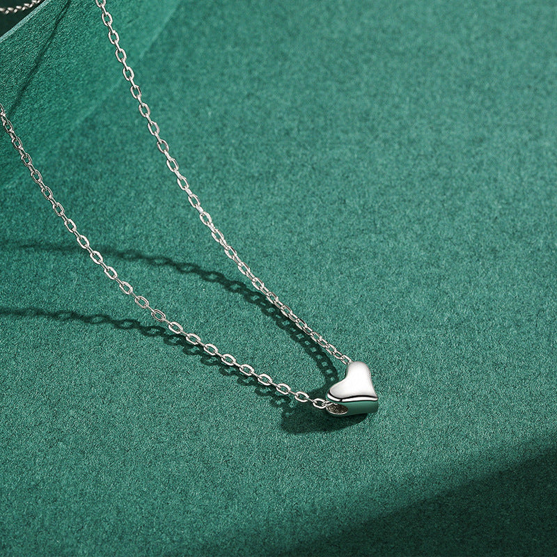Lovely Heart-shaped Sterling Silver Necklace Pendant with Box Chain