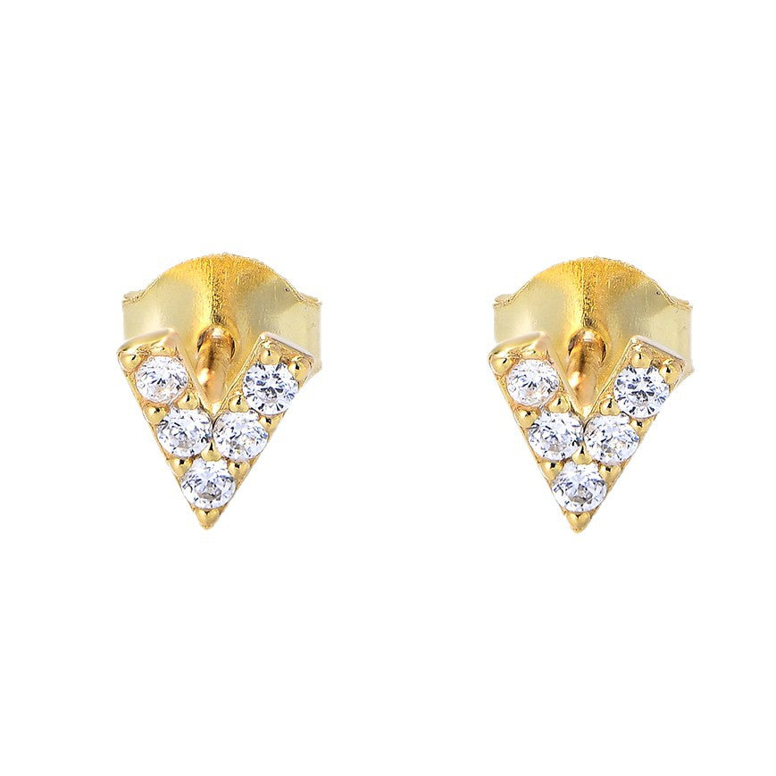 S925 Sterling Silver Zircon English Letter Stud Earrings Geometric Small Mini Earrings Ear