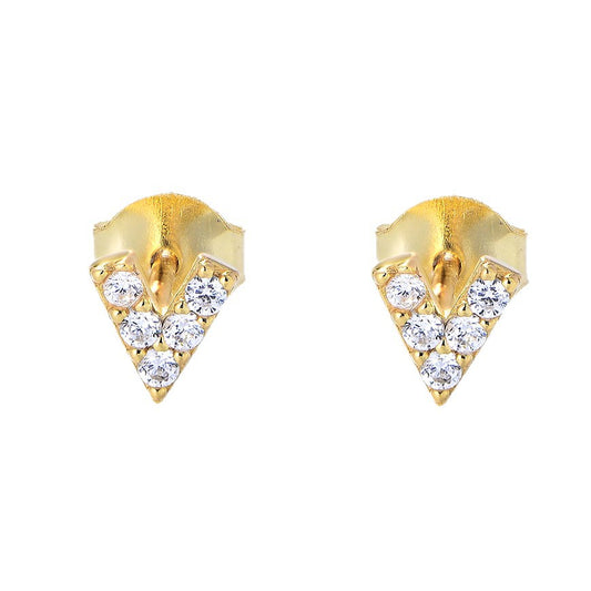 S925 Sterling Silver Zircon English Letter Stud Earrings Geometric Small Mini Earrings Ear