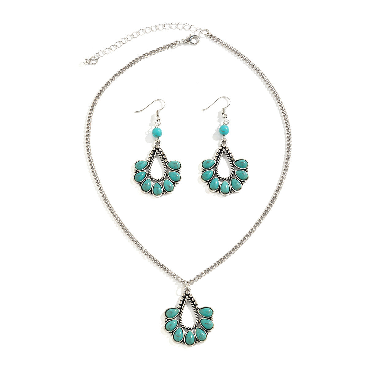 Bohemian Turquoise Necklace with Tassel Dangles for Stylish Women from Europe and America