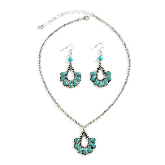 Bohemian Turquoise Necklace with Tassel Dangles for Stylish Women from Europe and America