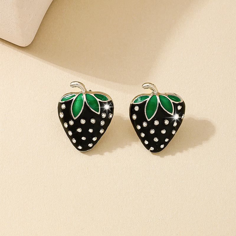 Planderful Vienna Verve Earrings – Exquisite Flash Zircon Strawberry Design