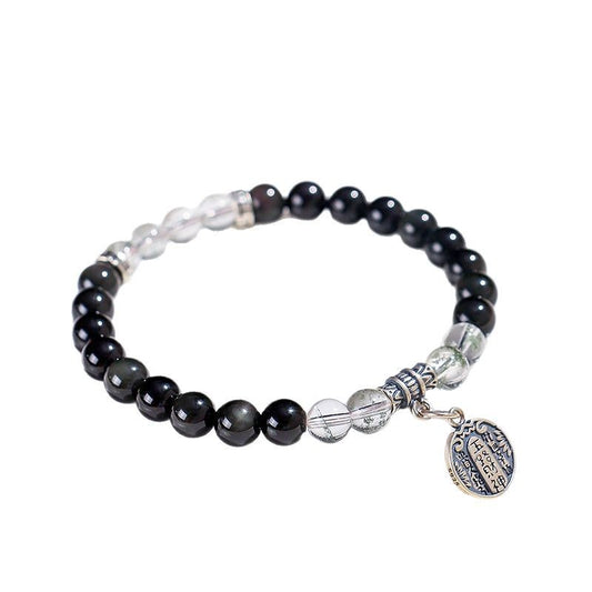 Planderful Fortune's Favor Bracelet – Versatile Obsidian and Green Ghost Crystal Design