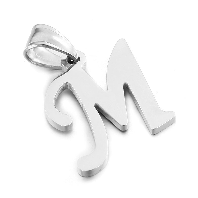 Men's And Women's Letter Pendants, Stainless Steel Glossy 26-Letter Titanium Steel Necklace
