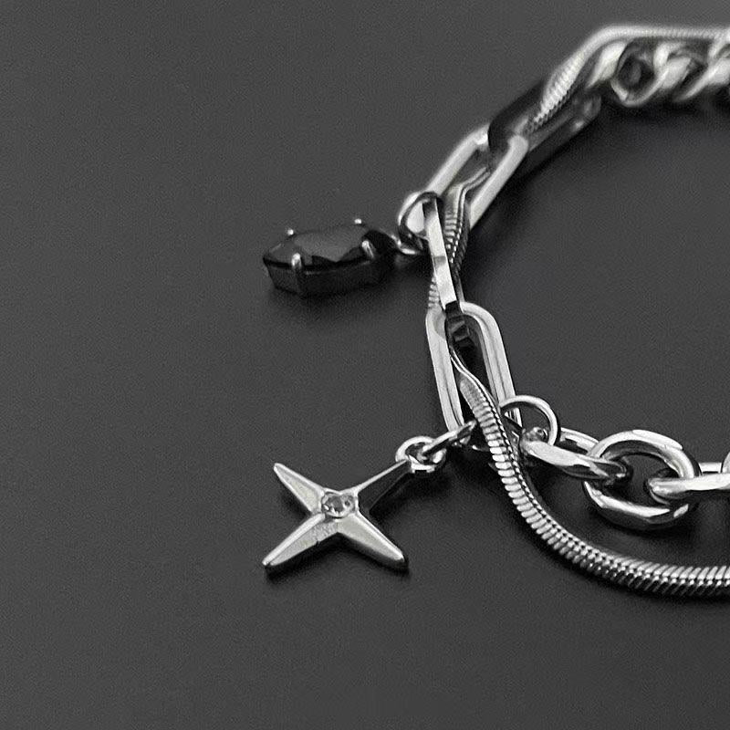 Planderful Jewelry Cross Star Necklace Titanium Steel