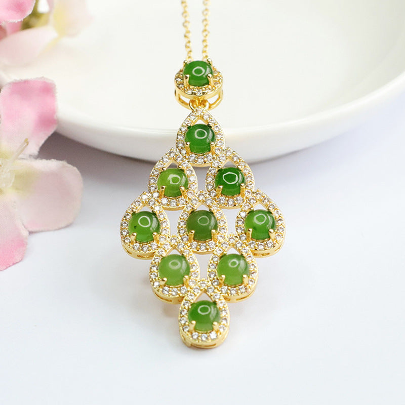 Jade Rhombus Necklace with Sterling Silver Chain