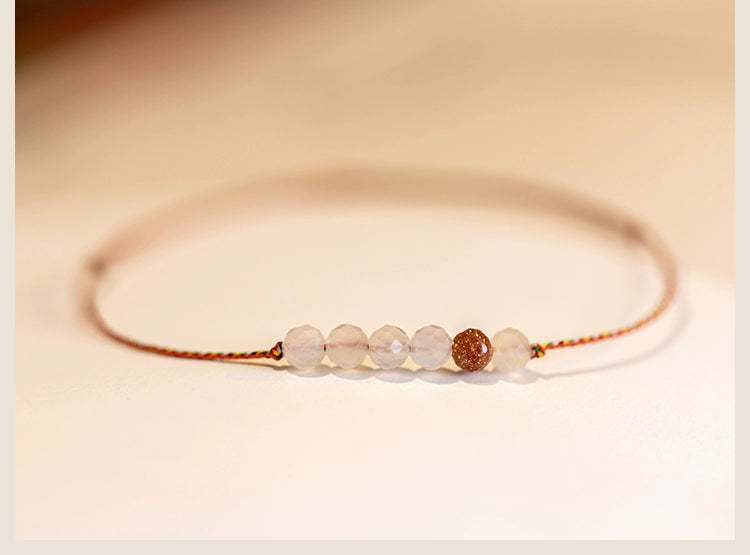 Shimmering Sunstone Crystal Bracelet with Sterling Silver Beads