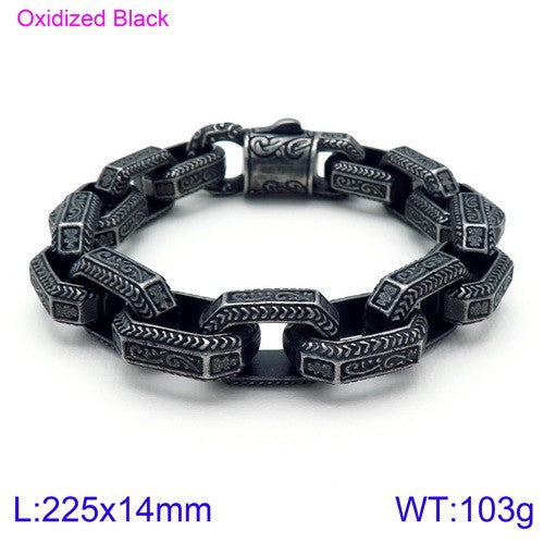 Antique Square Buddha Head Titanium Steel Men's Bracelet