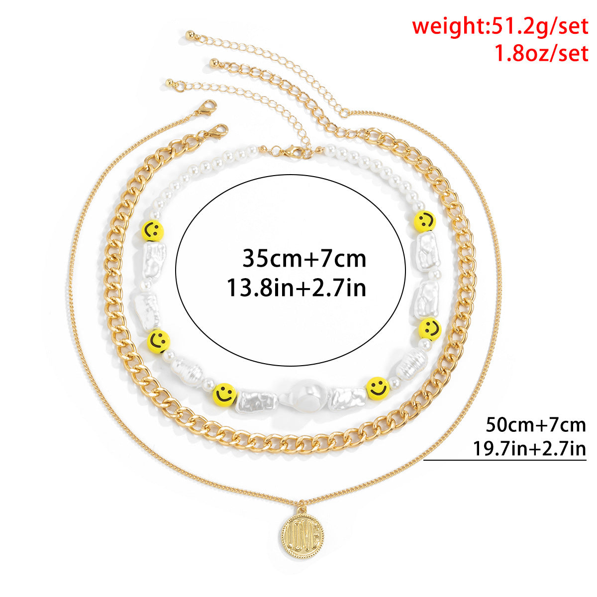 Planderful Vienna Verve Multi Layer Imitation Pearl Smile Face Statement Necklace For Women