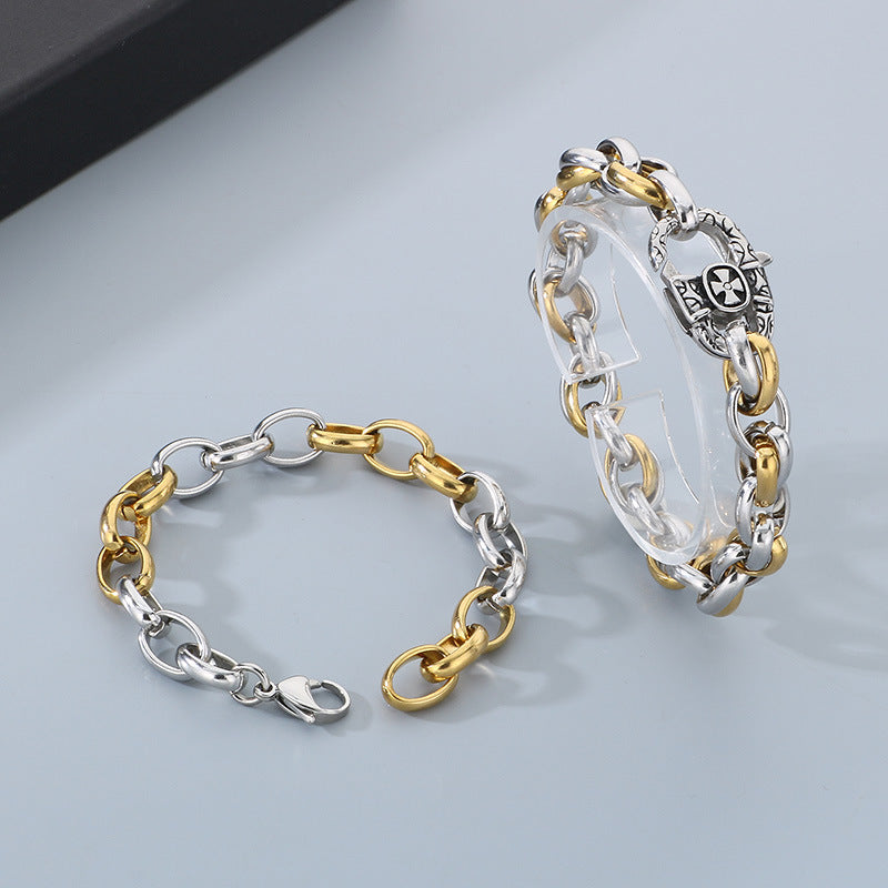 Planderful Titanium Steel Bracelet Gold Silver For Men