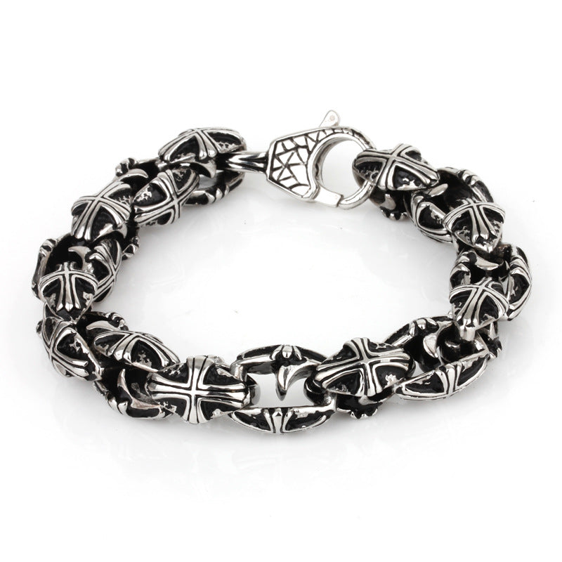 Personalized Retro Titanium Steel Men's Bracelet for European and American Styles