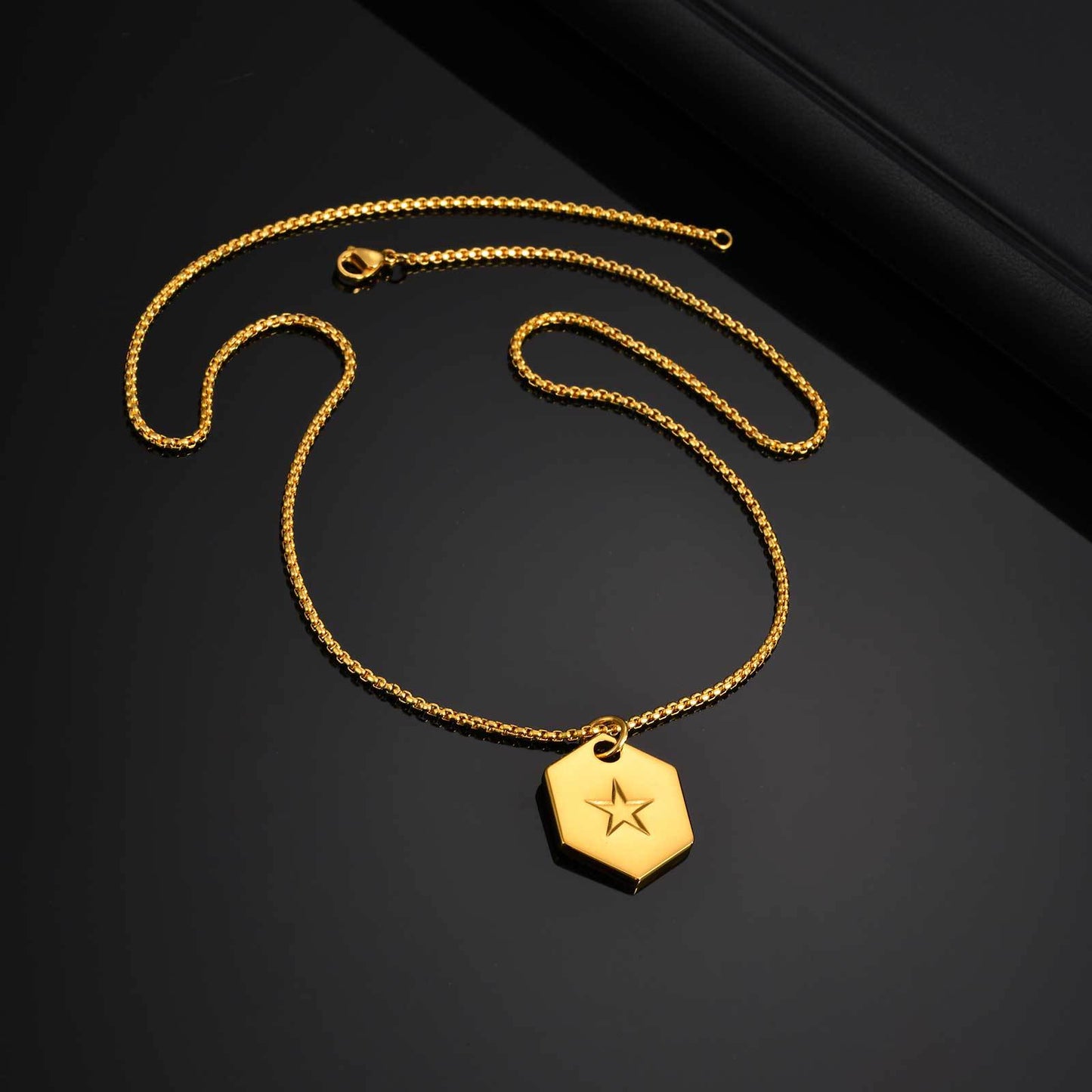 Planderful Mens Hip Hop Pentagram Stainless Dog Tag Pendant