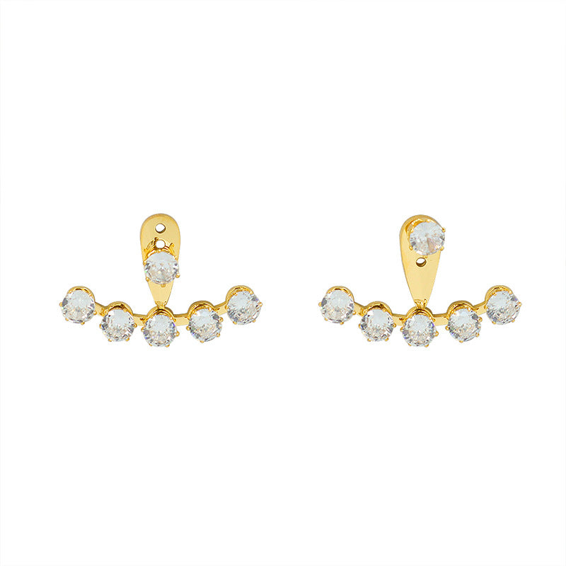 Korean Style Adjustable Three-Hole Zircon Earrings with 18k Gold Plating