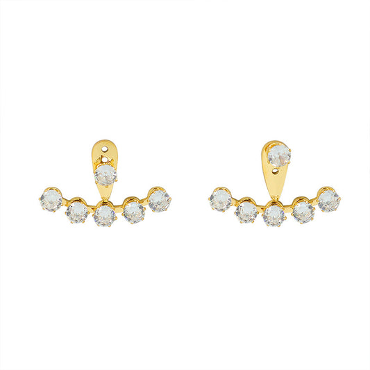 Korean Style Adjustable Three-Hole Zircon Earrings with 18k Gold Plating