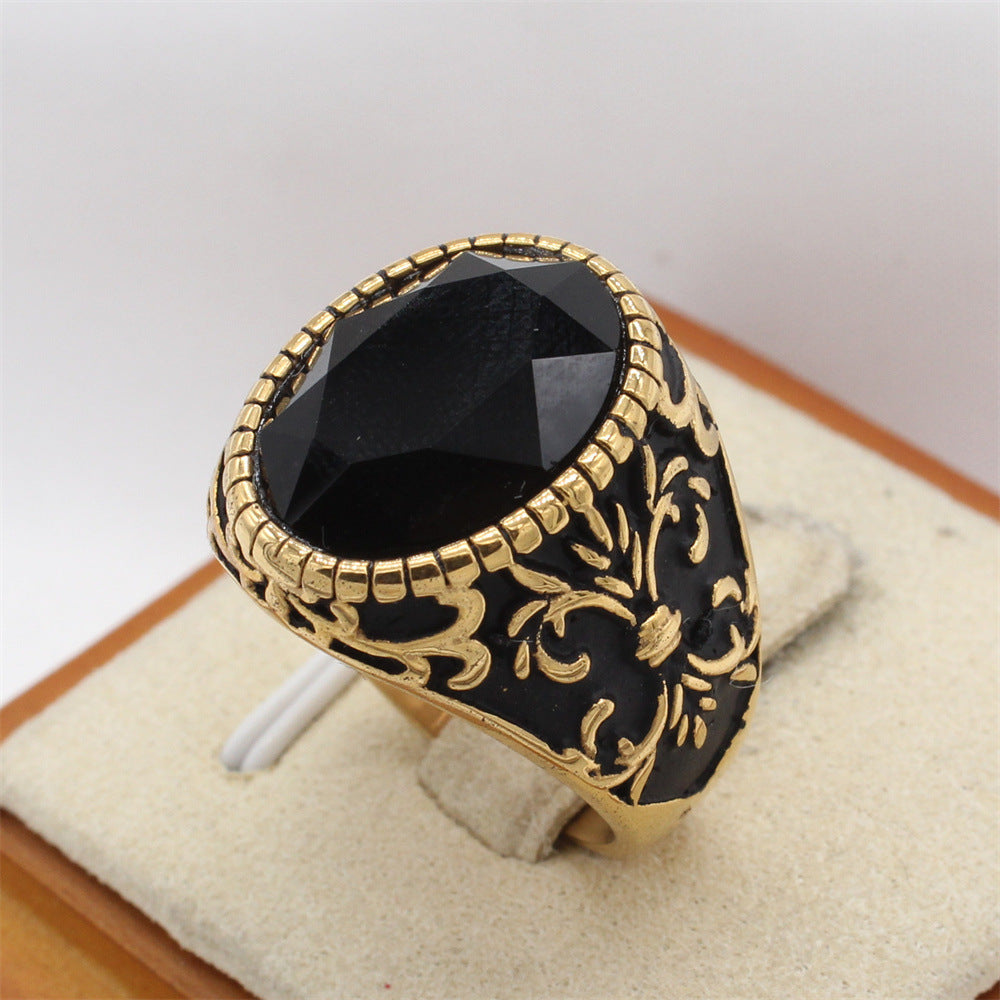 Planderful Personalized Retro Cross Zircon Titanium Steel Ring For Unisex Jewelry Lovers