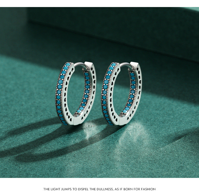 925 Sterling Silver Heart Turquoise Earrings