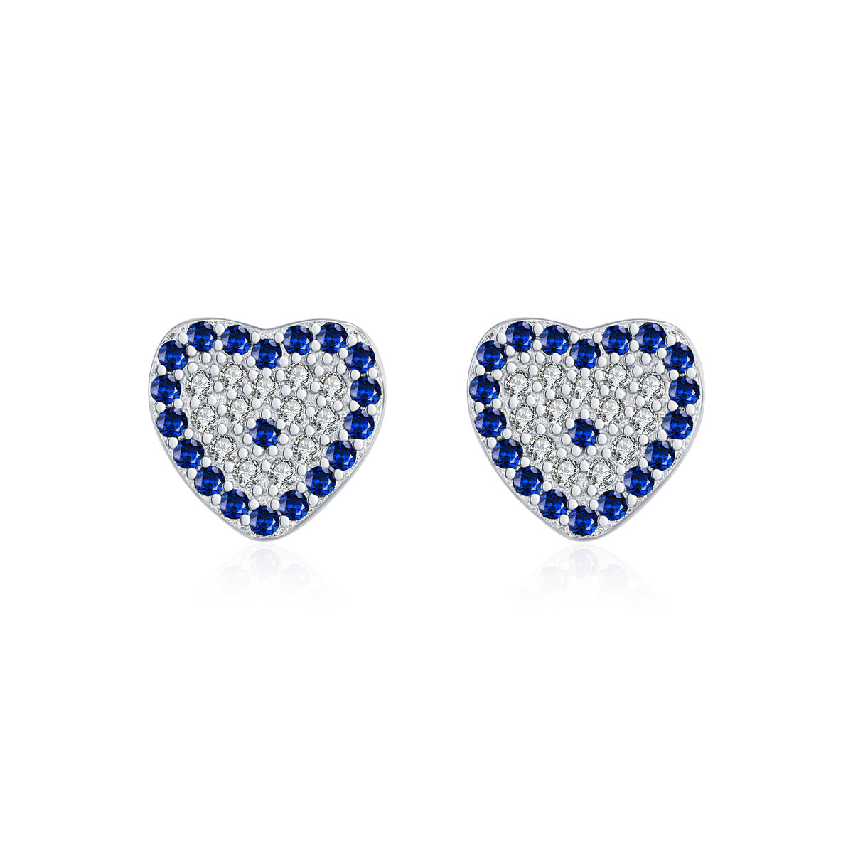 925 Sterling Silver Pavé Heart Zircon Stud Earrings