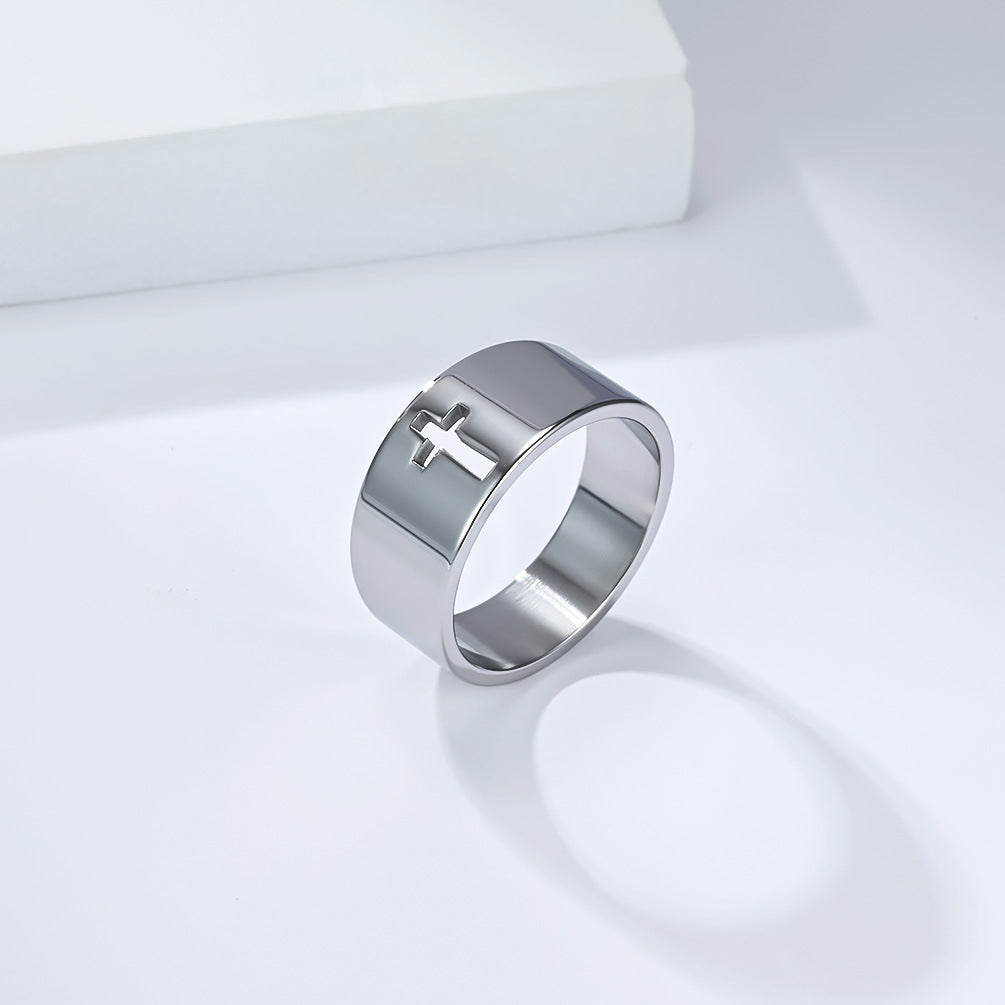Cross Geometric Vintage Stainless Steel Ring Unisex