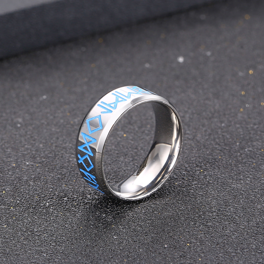Two-Tone Titanium Steel Symbol Ring for Men - Simple and Stylish Personality Jewelry