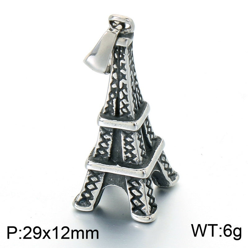 Niche Many Elements Myth Pendant Tower Conch Trident Feather Stainless Steel Men's Pendant Necklace