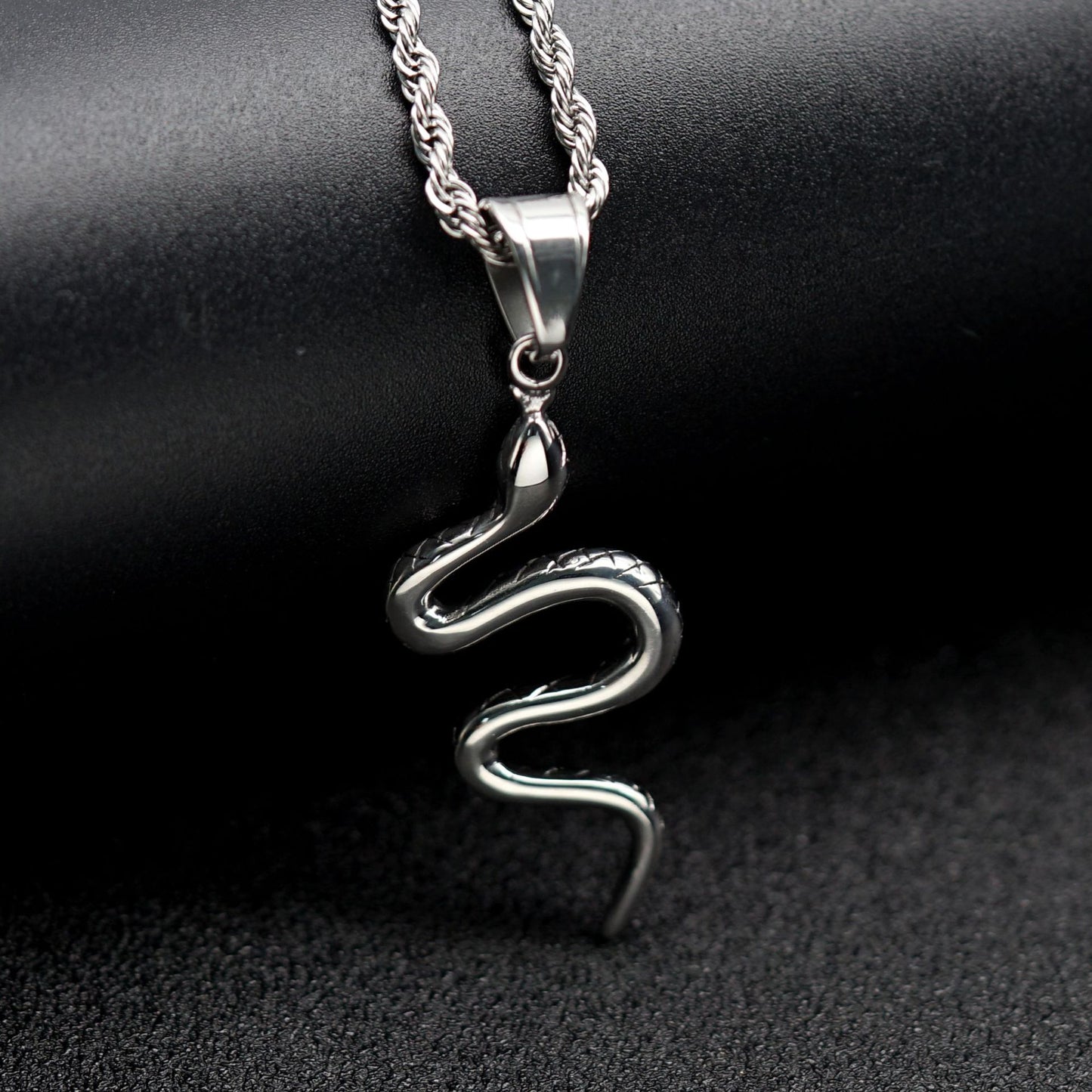Steel Necklace - Vintage Snake Pendant
